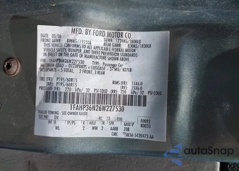2006 Ford Focus Zxw from USA, damaged, VIN 1FAHP36N26W227530
